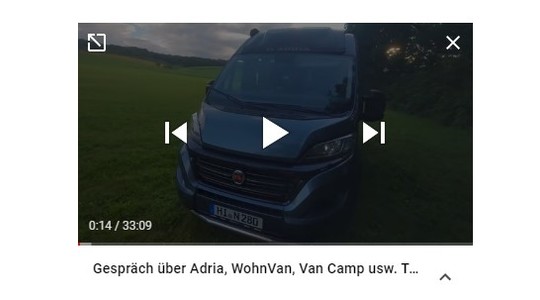 Youtube Video / Gespräch über den Adria SGX